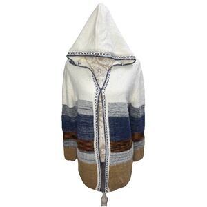 Fate Cardigan Sweater‎ Women Small Hooded Open Front Fuzzy Cozy Lagenlook Boho